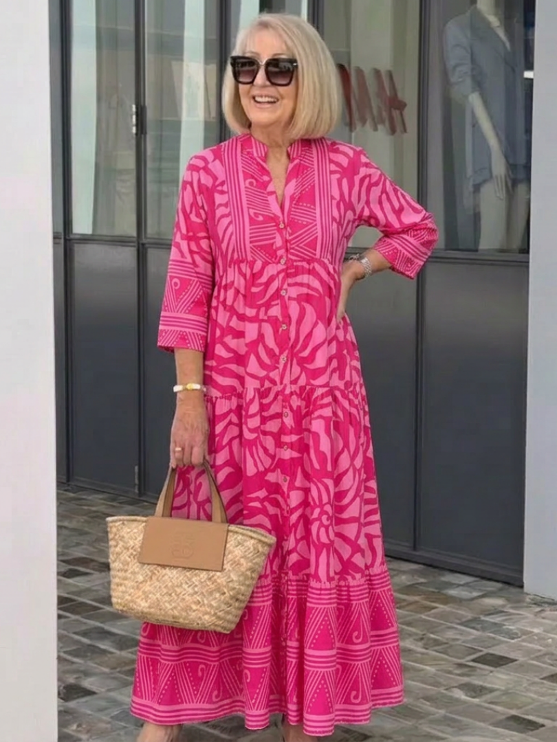Marielle™ | Tummy-Flattering Button-Front Midi Dress