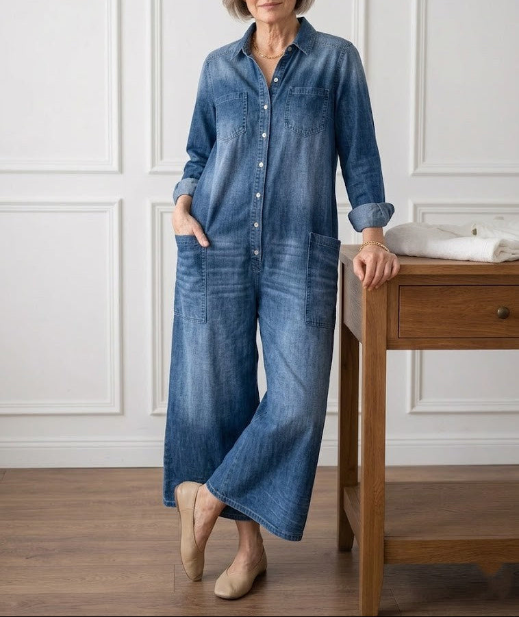 Harper | Relaxed Wide-Leg Denim Jumpsuit