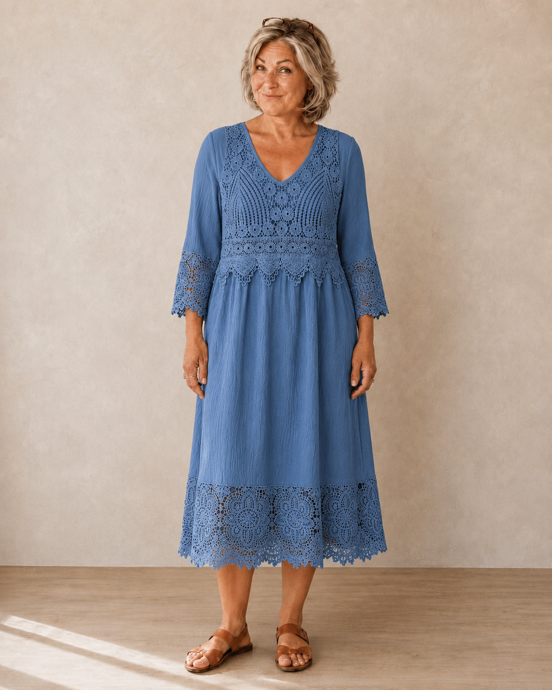 Isabella™ | Belly-flattering Lace Midi Dress