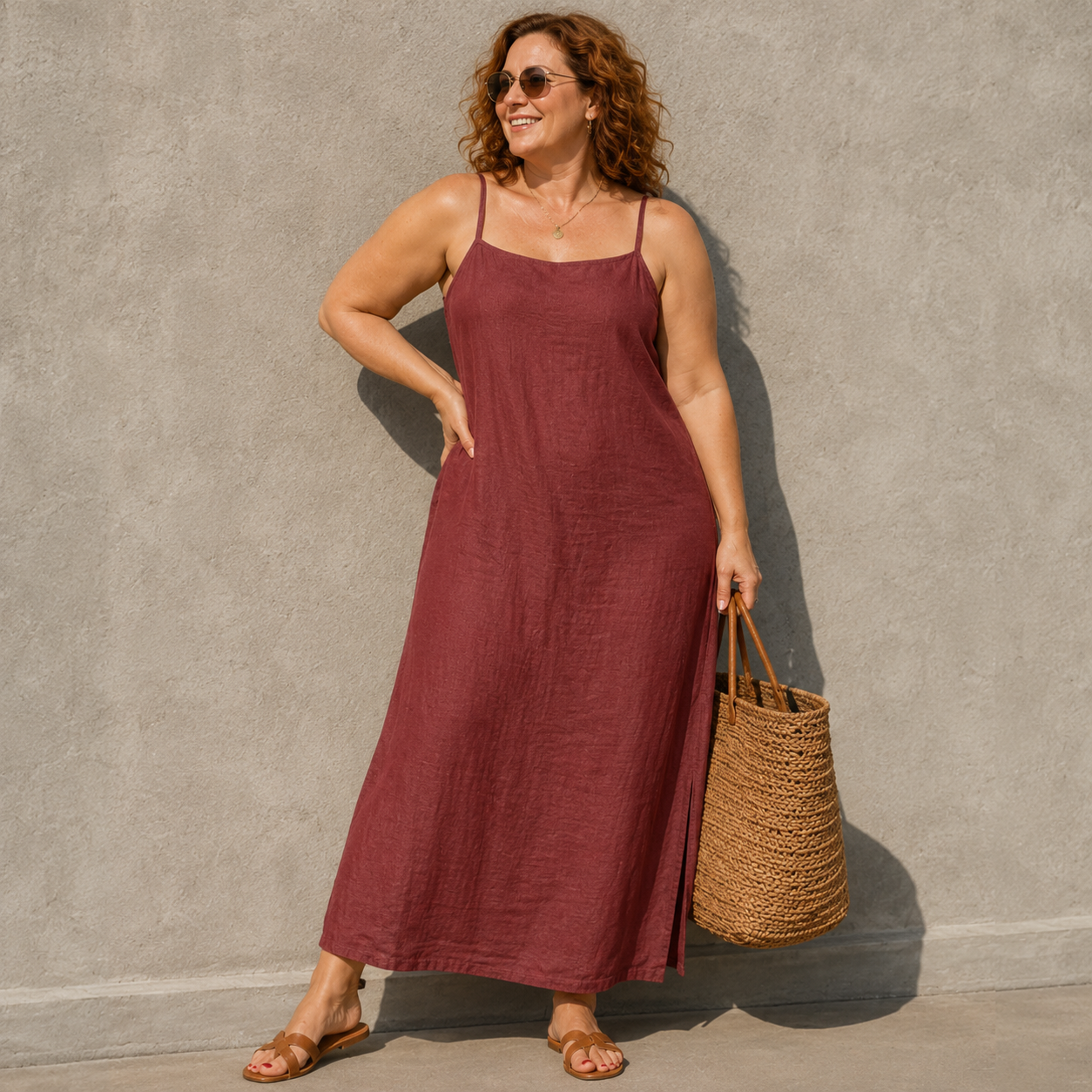 Ivara™ | Belly-Covering Linen-Look Maxi Dress