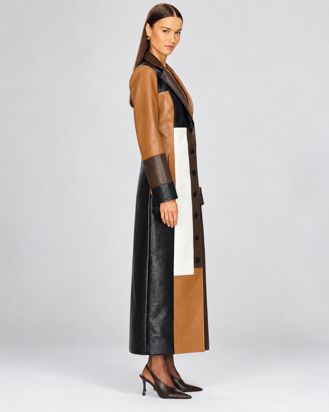 Linda™ | Elegant Long Coat with Patchwork