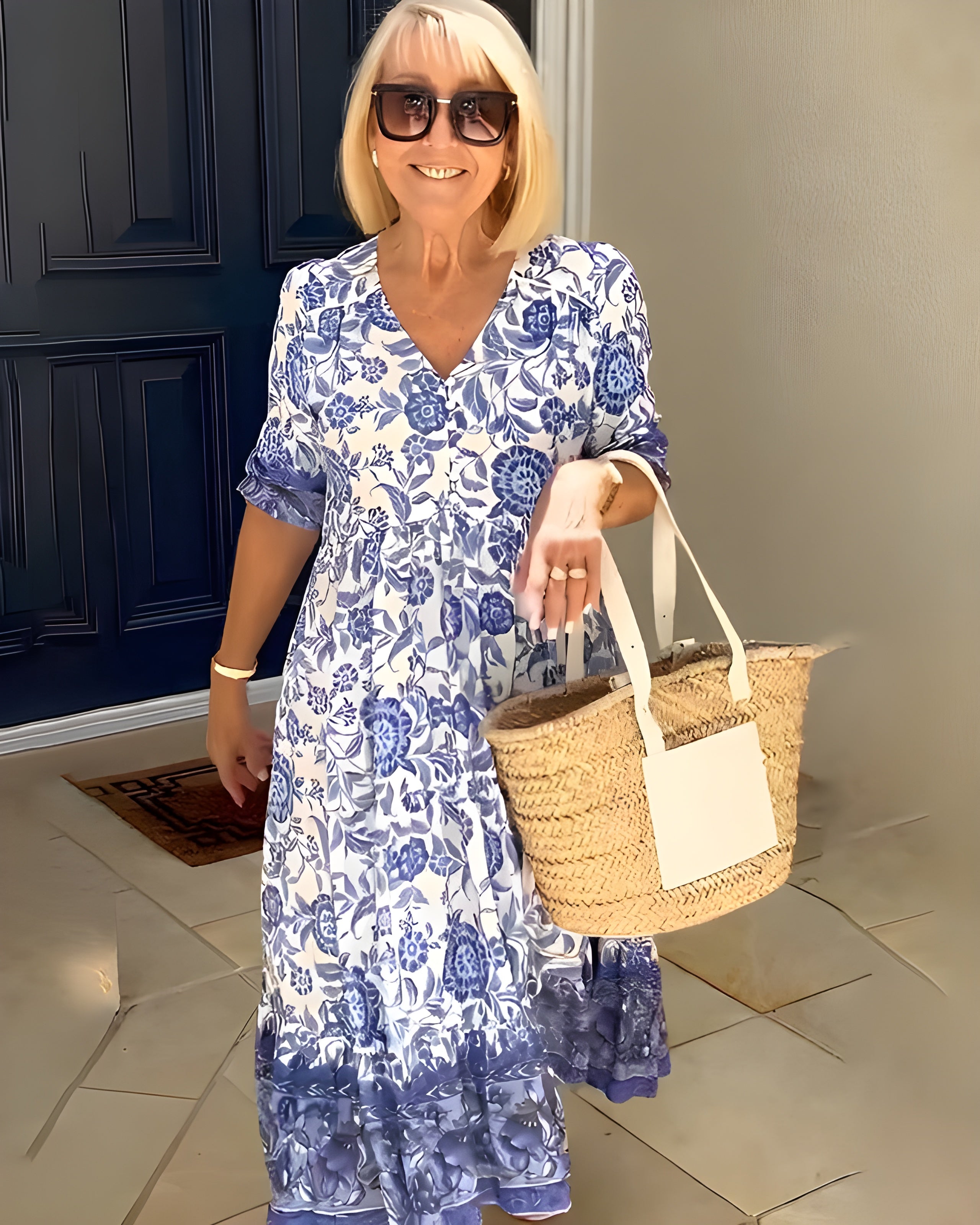 Remington | Graceful Floral V-Neck Dress