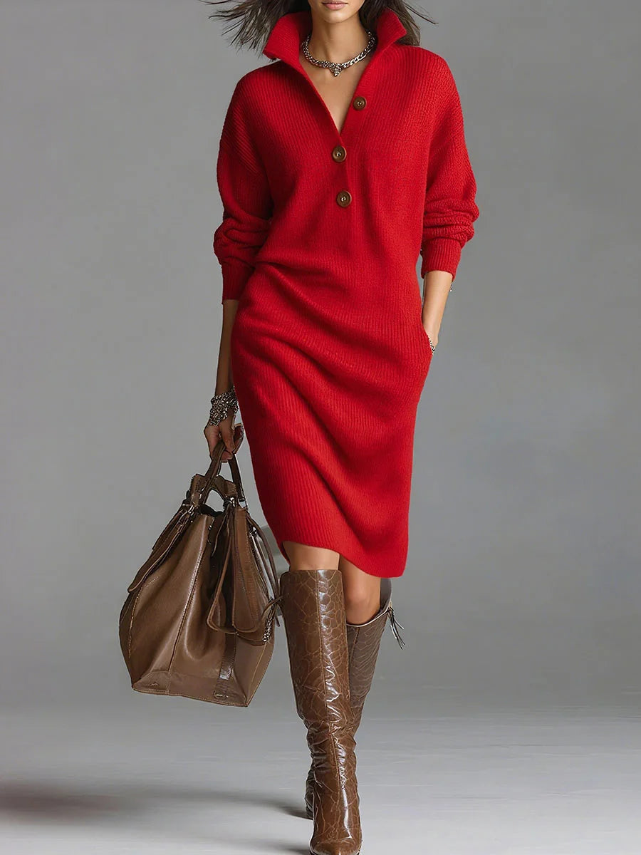 Norlyn Chic Ribbed Midi Dress side view