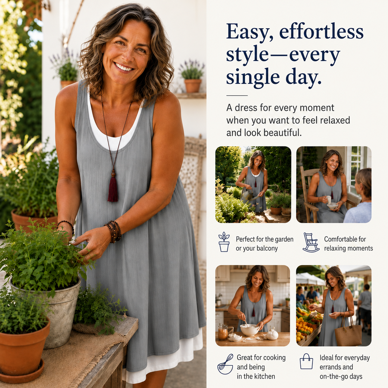 Hazel™ | Sleeveless Tummy-Flattering Midi Dress with Pockets