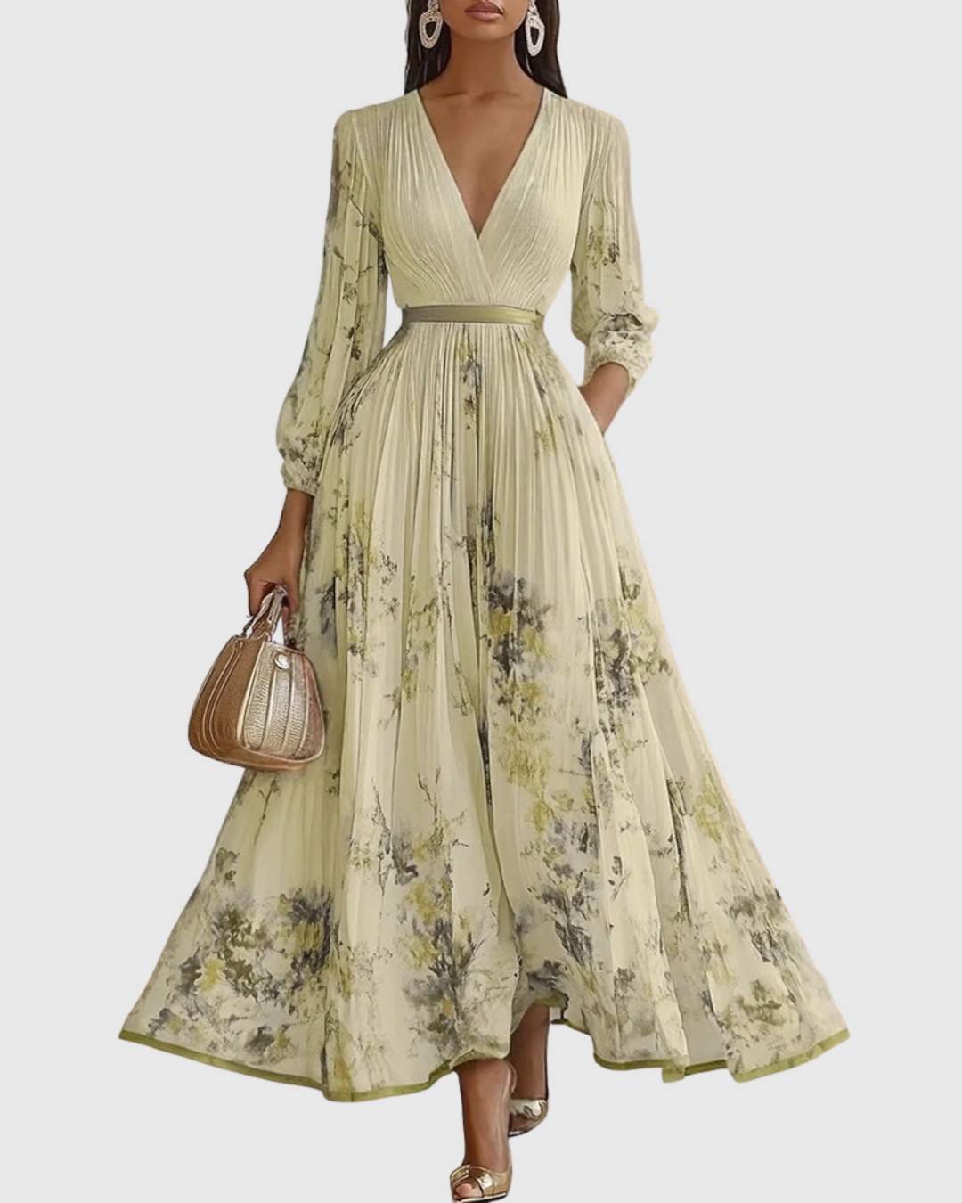 ROWELLA | Elegant Pleated Maxi Dress