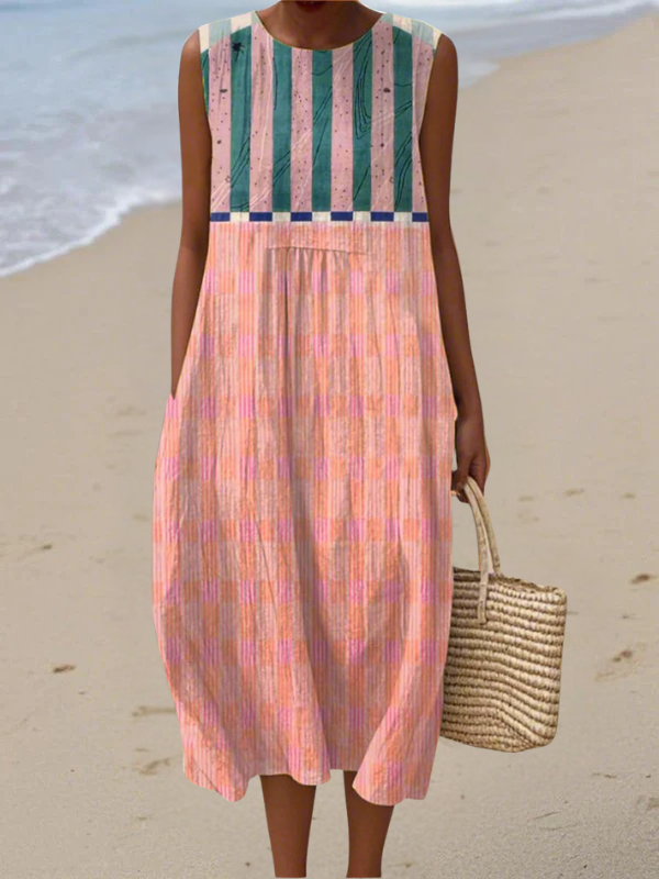 Solveig | Striped Pastel Midi Dress