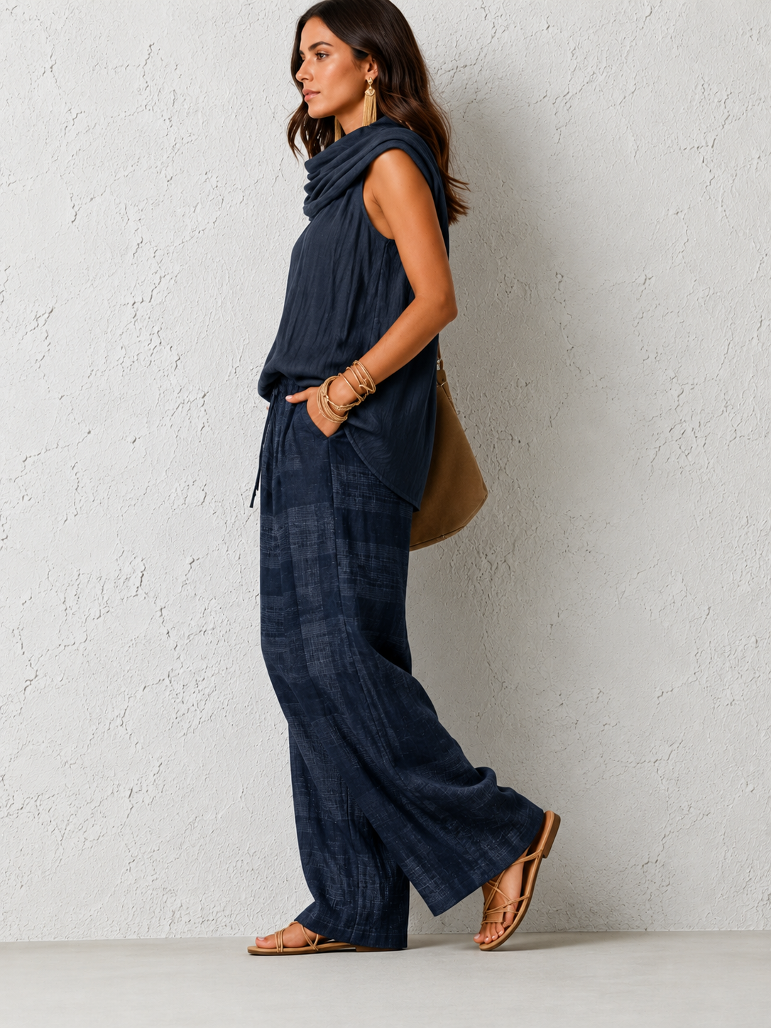 Comfortable and Elegant Natural Set in Dark Blue