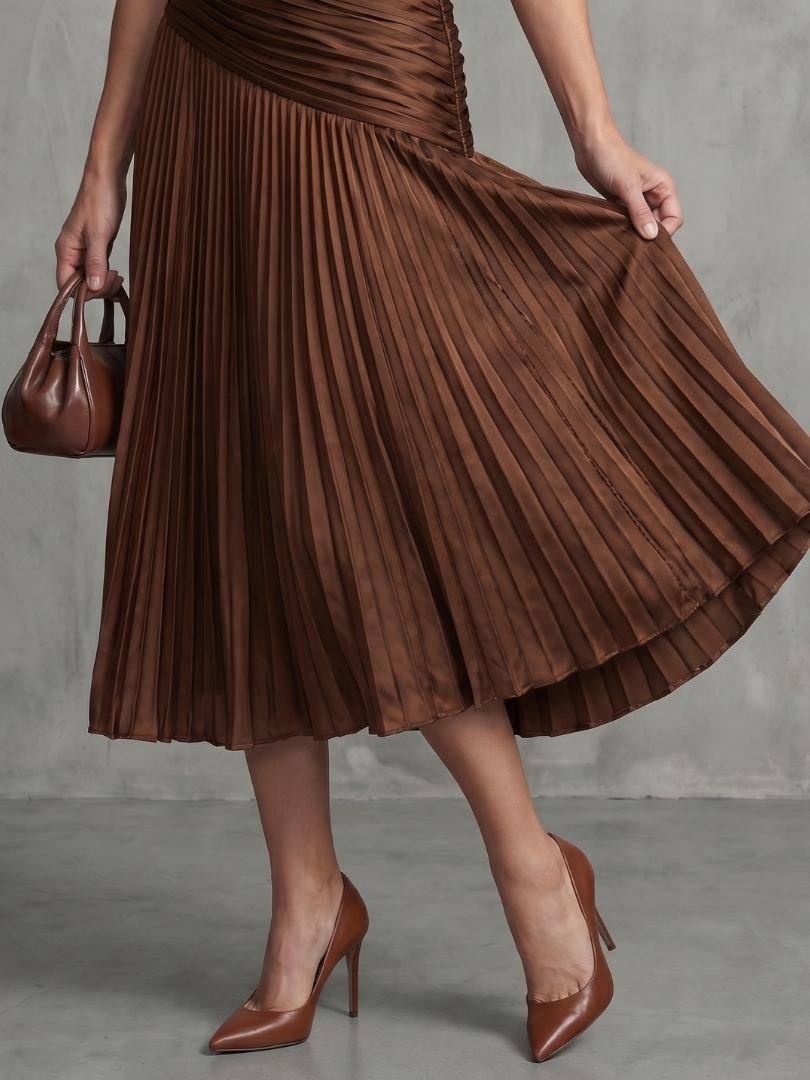 Brianna™ | Tummy-Flattering Pleated Midi Dress