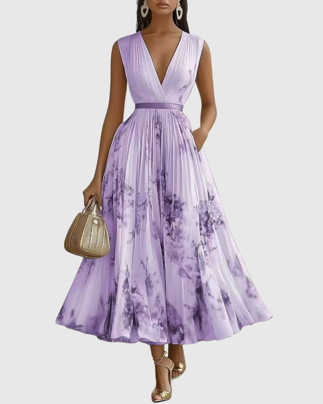 ROWELLA | Elegant Pleated Maxi Dress