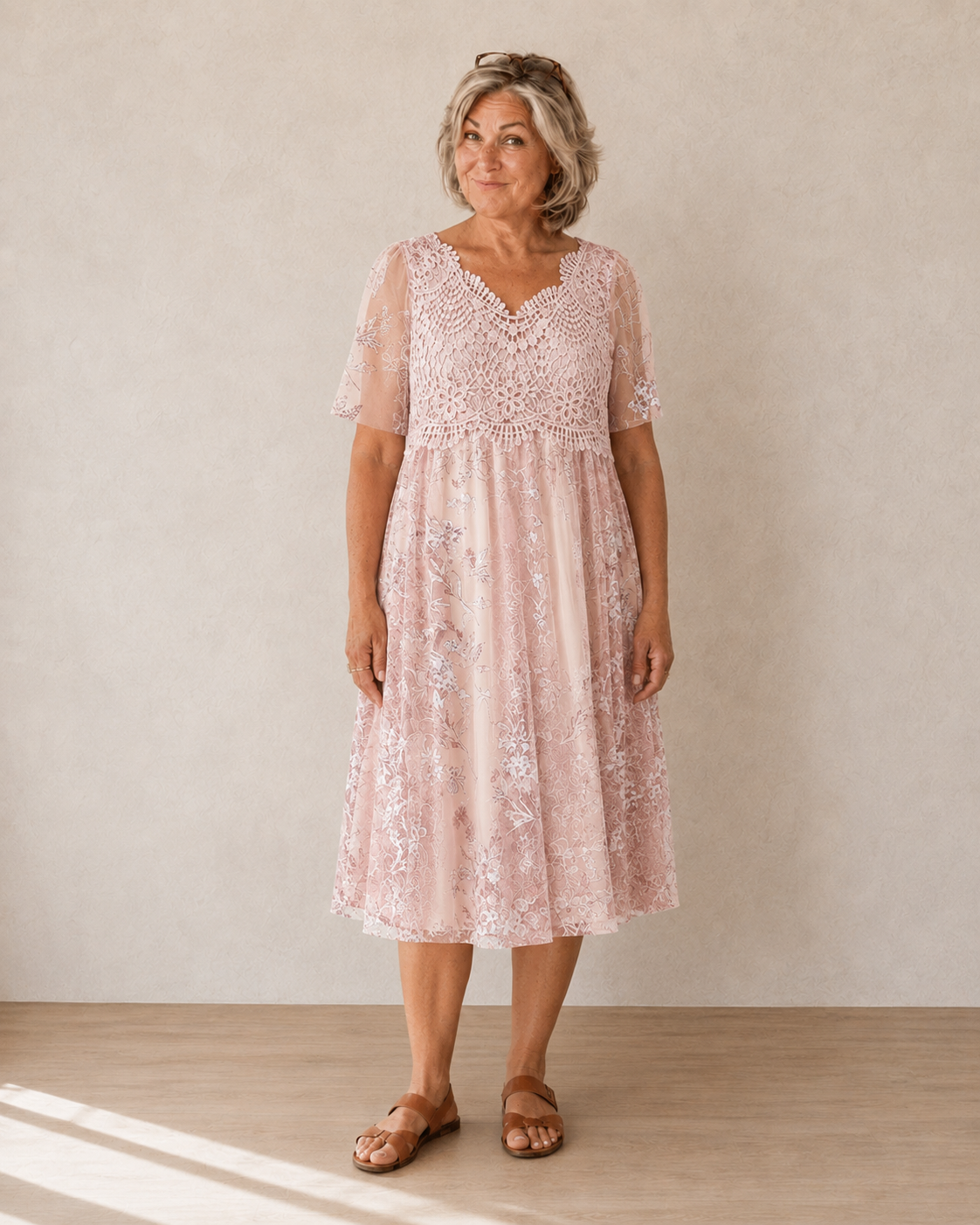 Isabella™ | Belly-flattering Lace Midi Dress