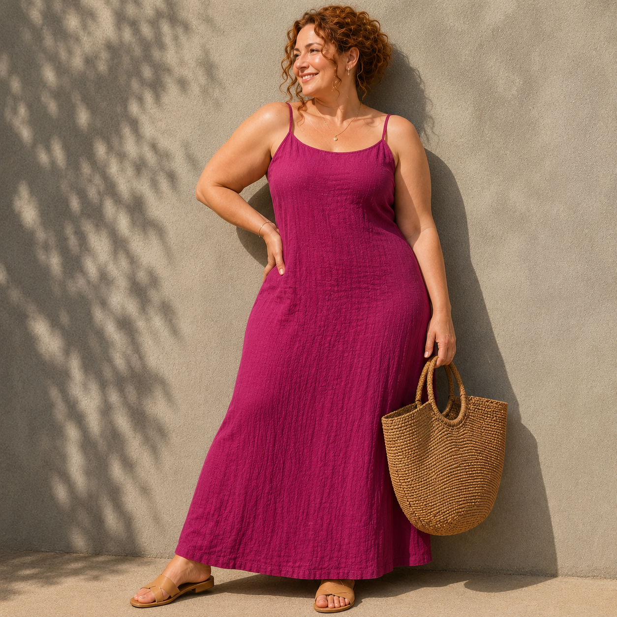 Ivara™ | Belly-Covering Linen-Look Maxi Dress