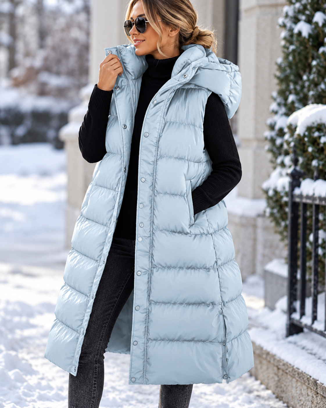 Linda™ | Long Quilted Cardigan with Hood