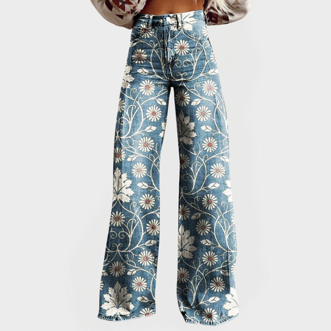 Trendy Floral Wide-Leg Pants