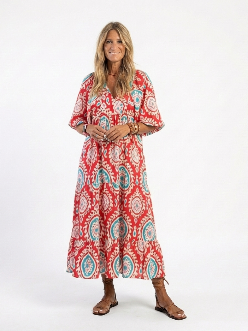 Zaria™ | Tummy-Flattering Paisley Midi Dress