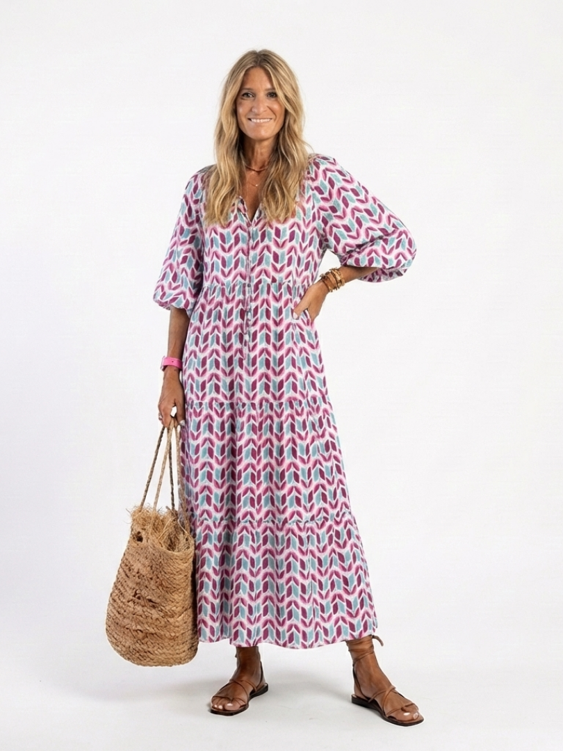 Mireya™ | Tummy-Flattering Geometric Midi Dress