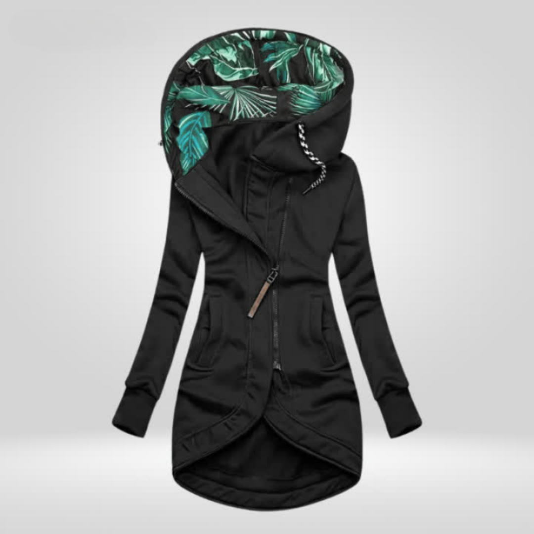 Janice™ | Long Windproof Jacket with Hood and Asymmetric Zip 6