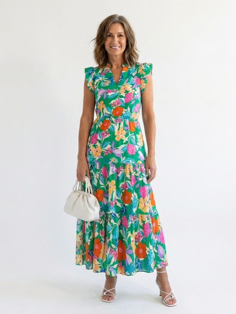 Lila™ | Tummy-Flattering Floral Midi Dress