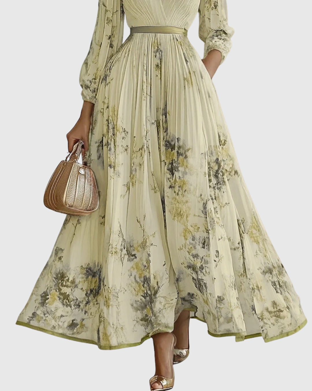 ROWELLA | Elegant Pleated Maxi Dress