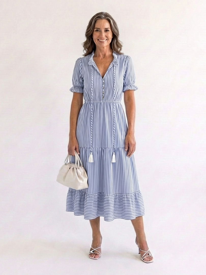 Dakota™ | Tummy-Flattering Striped Midi Dress