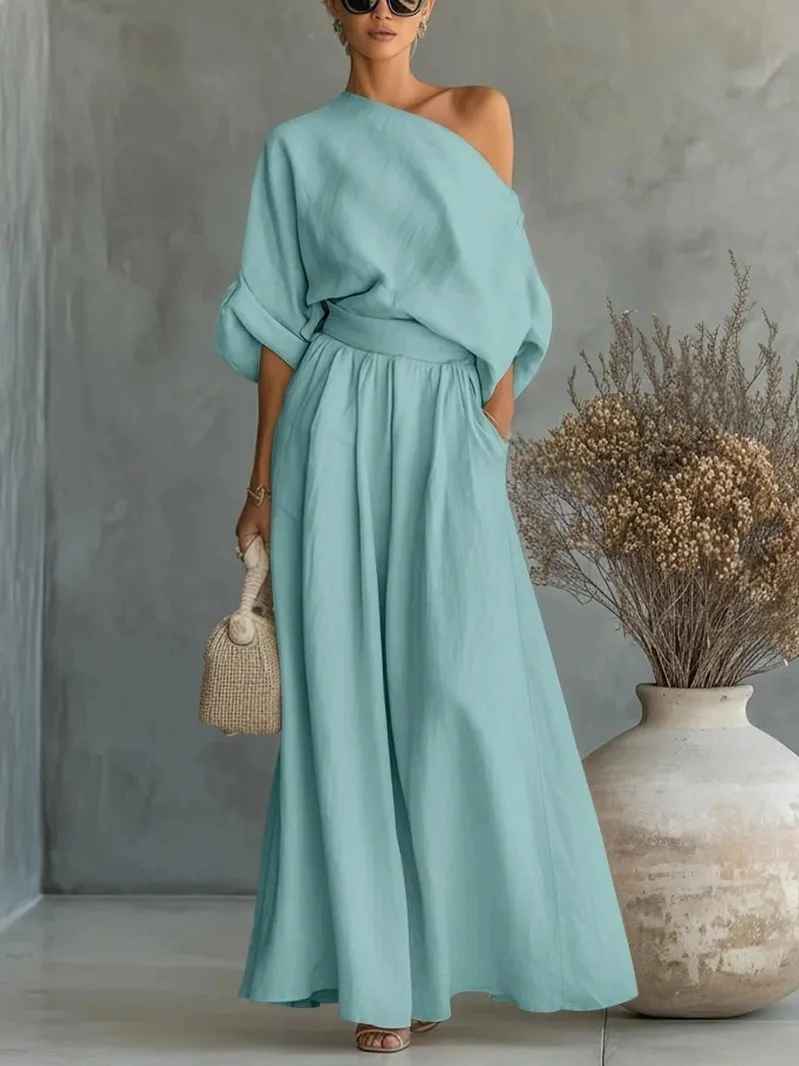 Lisa | Off-Shoulder Soft Top and Fitted Pants Set