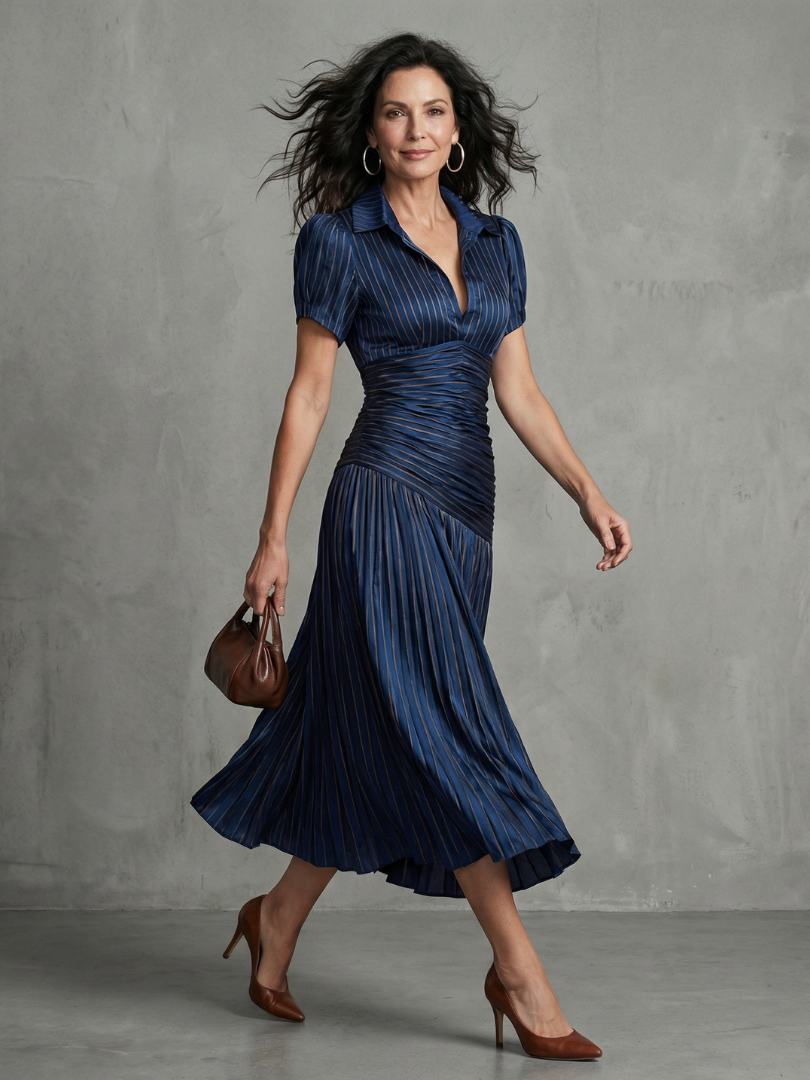 Brianna™ | Tummy-Flattering Pleated Midi Dress