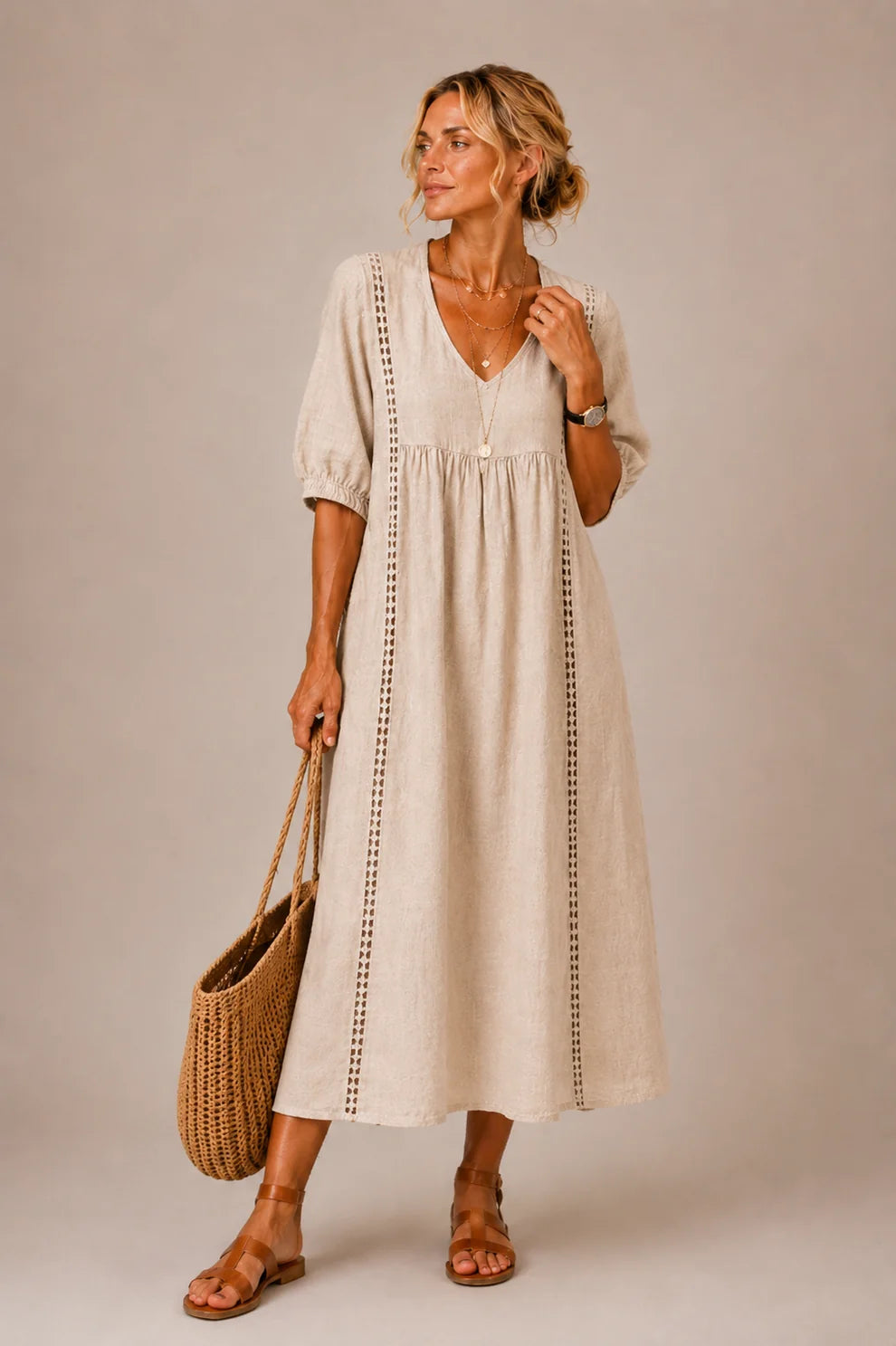 Brooklyn™ | Tummy-Flattering Midi Dress with V-Neck