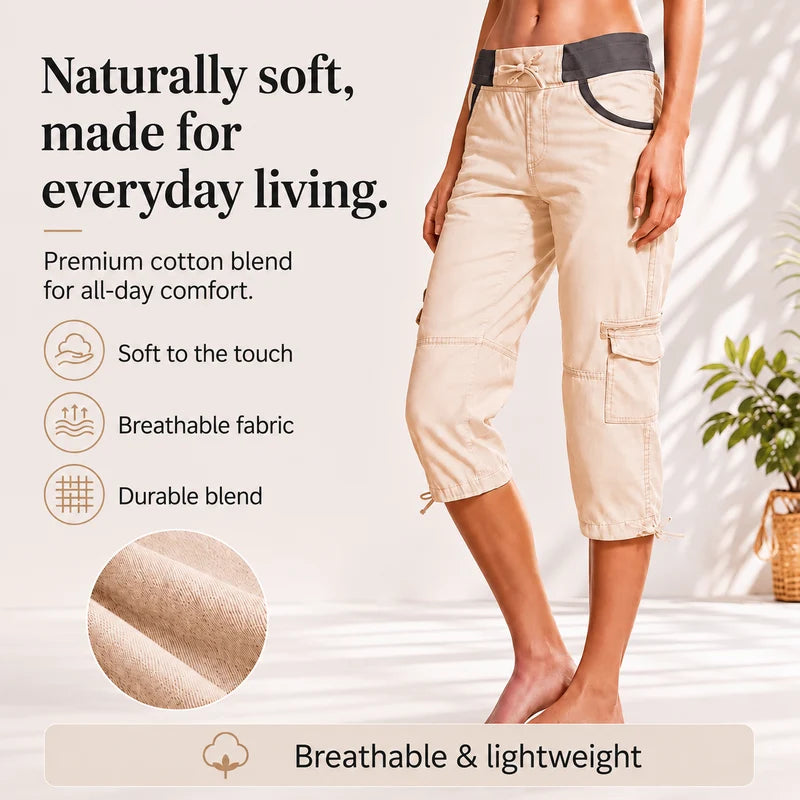 Lily™ | High-Waist Cargo Capri Pants With Pockets