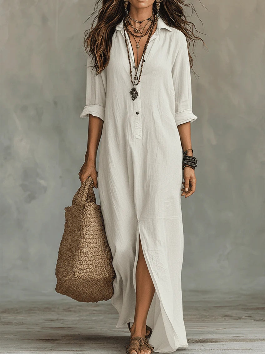 Soline | Maxi dress with buttons and relaxed V-neck