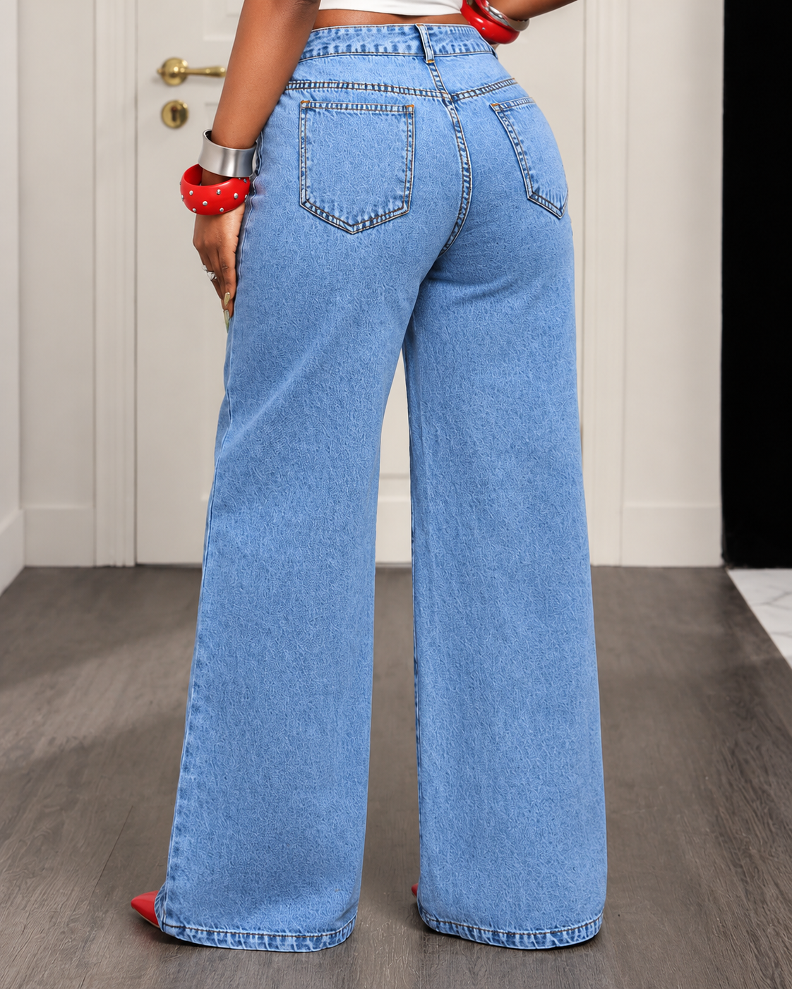 Donna™ | Wide Denim Trousers with Unique Waist Detail