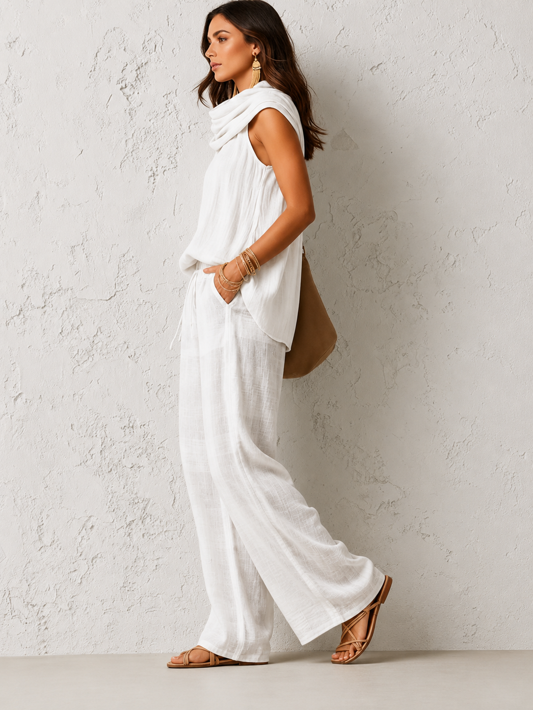 Comfortable and Elegant Natural Set in White