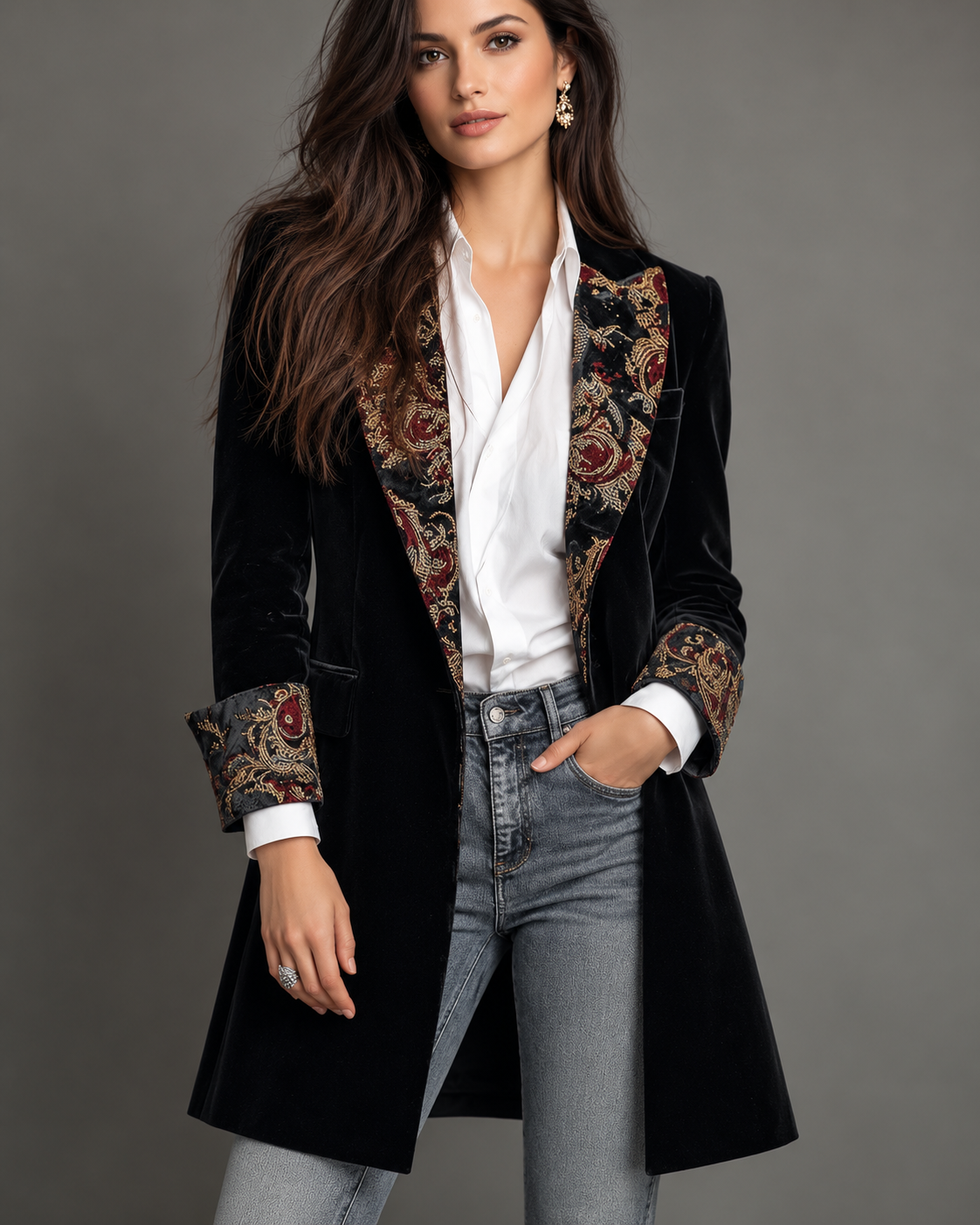 Sandra™ | Elegant Blazer with Baroque Print
