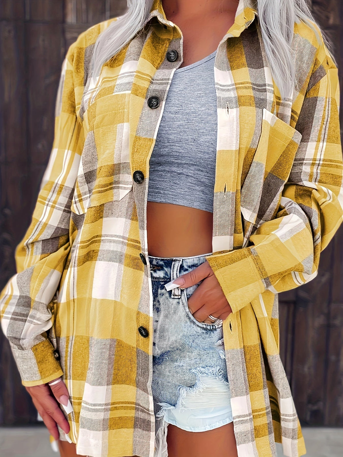 Frances™ | Relaxed Long Checkered Blouse 2