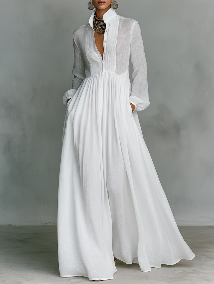 Serena™ | Fluid Maxi Dress with Front Buttons
