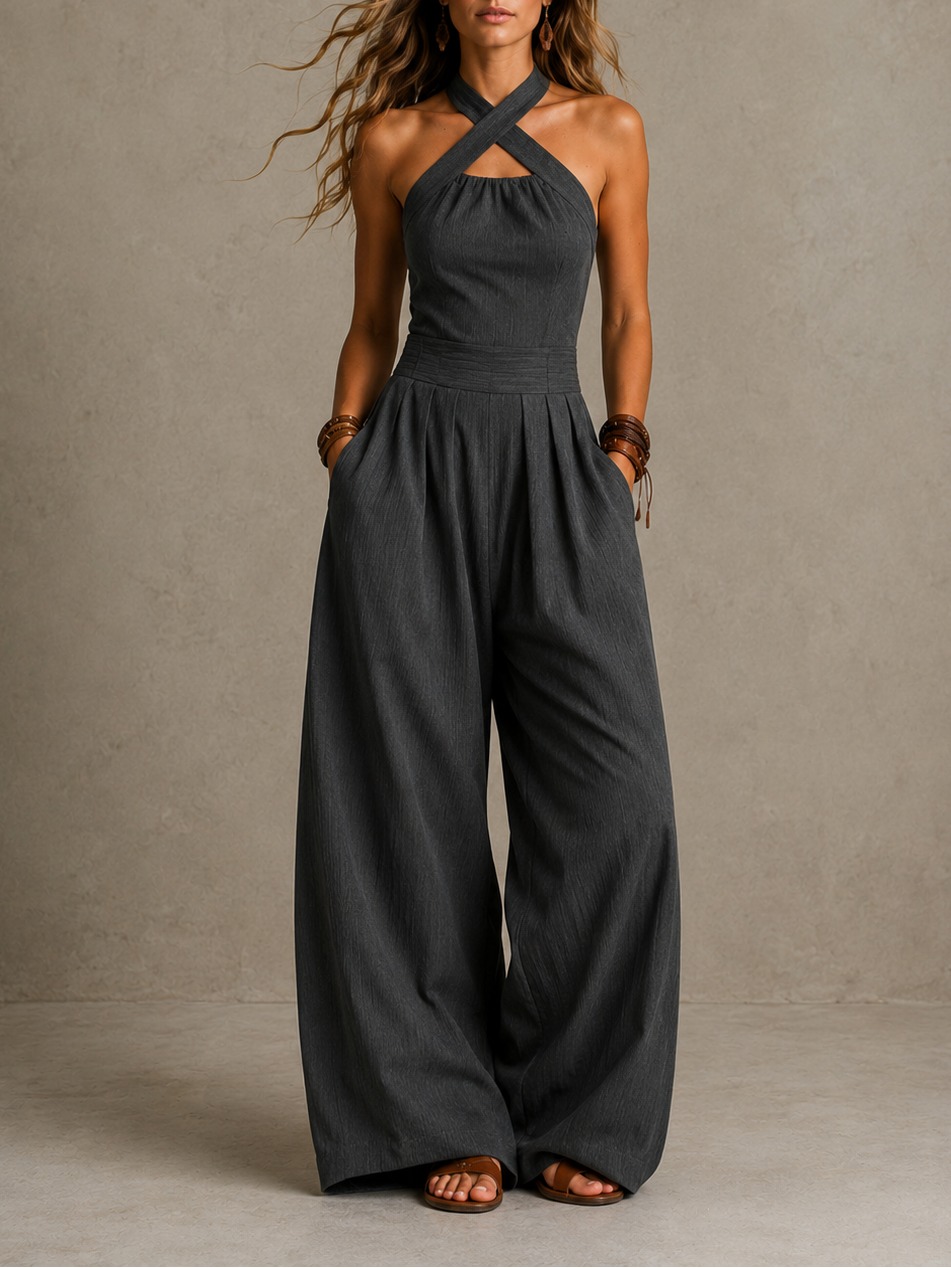 Audrey™ | Wide Jumpsuit with Crossed Neckline