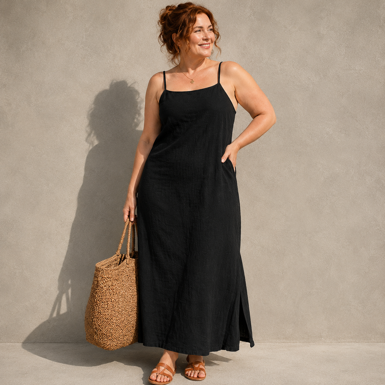 Ivara™ | Belly-Covering Linen-Look Maxi Dress