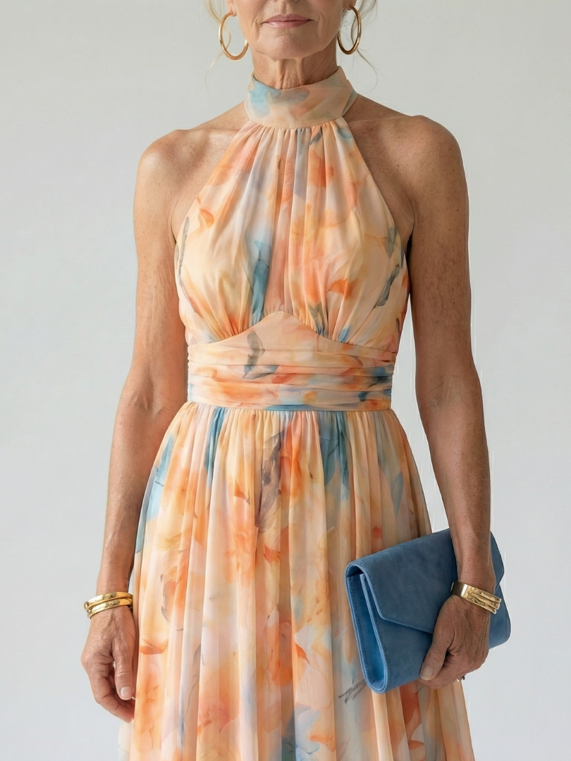 Nicole™ | Tummy-Flattering Halter Midi Dress