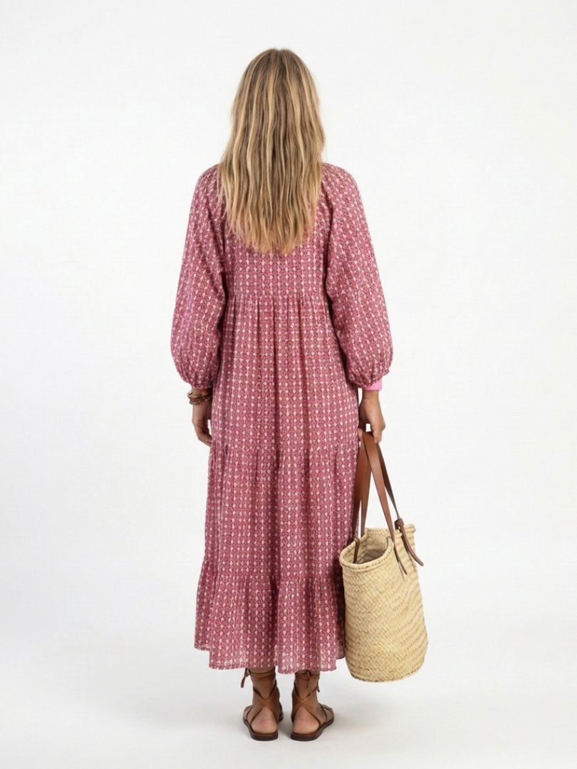Arlette™ | Tummy-Flattering Geometric Midi Dress