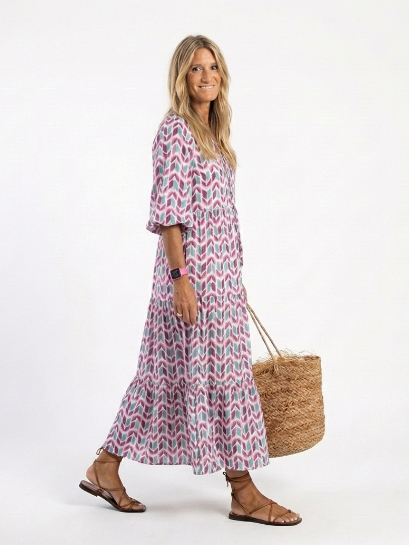 Mireya™ | Tummy-Flattering Geometric Midi Dress