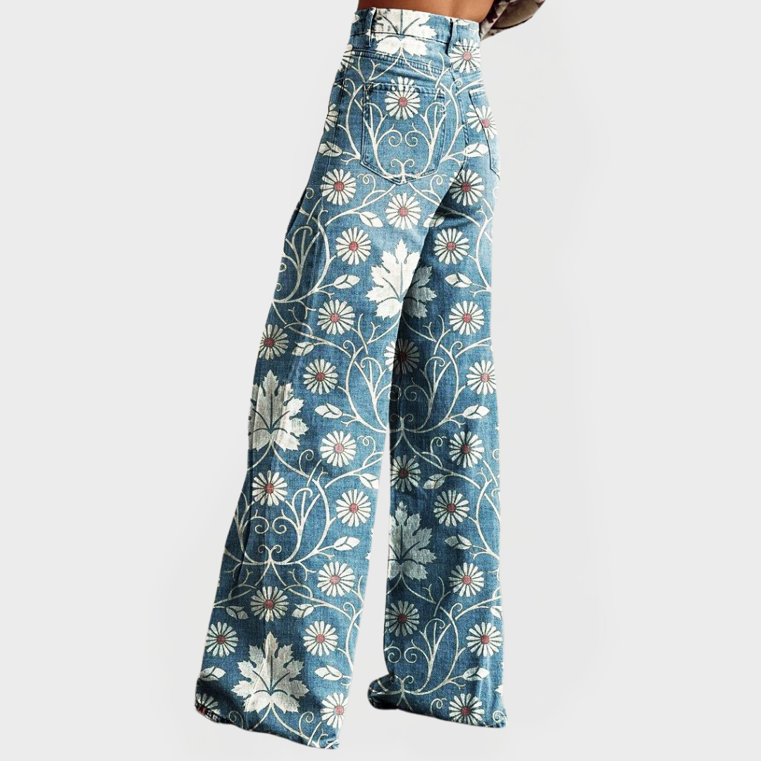 Trendy Floral Wide-Leg Pants