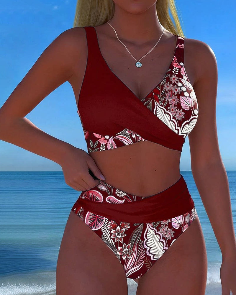 Color Contrast Floral Bikini