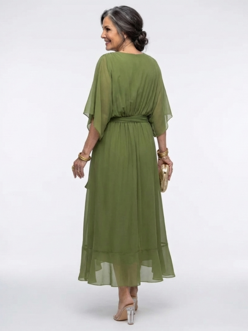 Elysia™ | Tummy-Flattering Draped Midi Dress