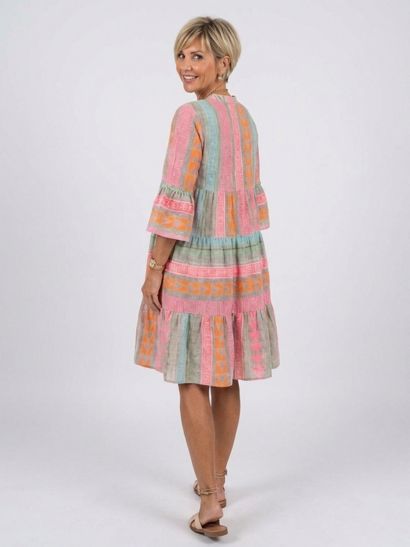 Maelle™ | Tummy-Flattering Geometric Knee-Length Dress