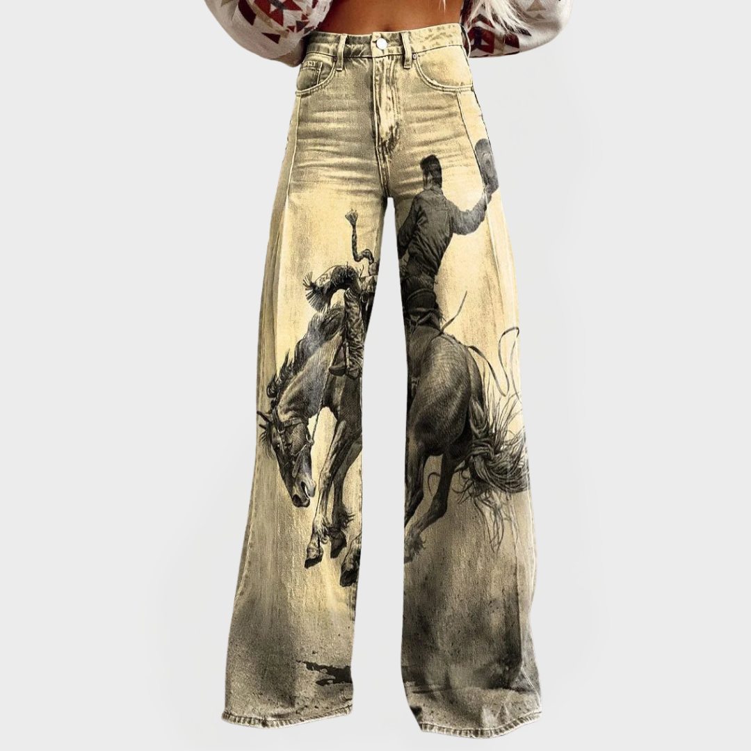 Comfortable jeans with wide legs and relaxed fit