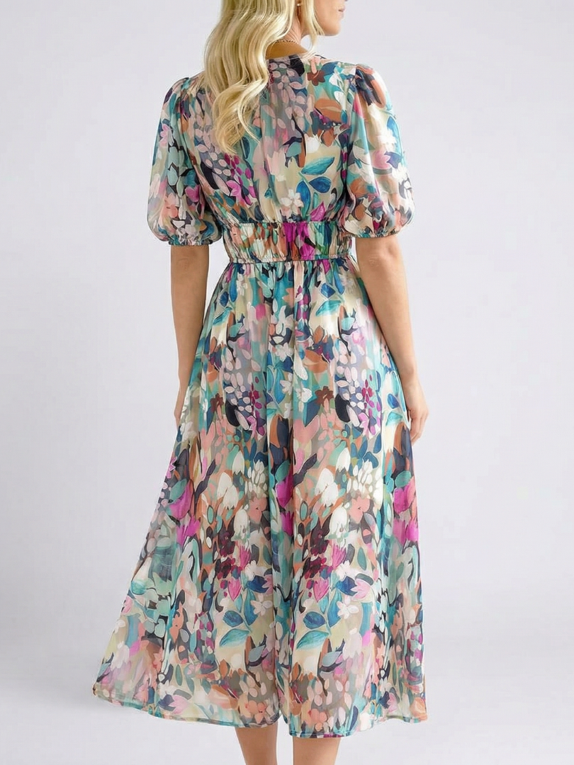 Eulalie™ | Tummy-Flattering Floral Midi Dress