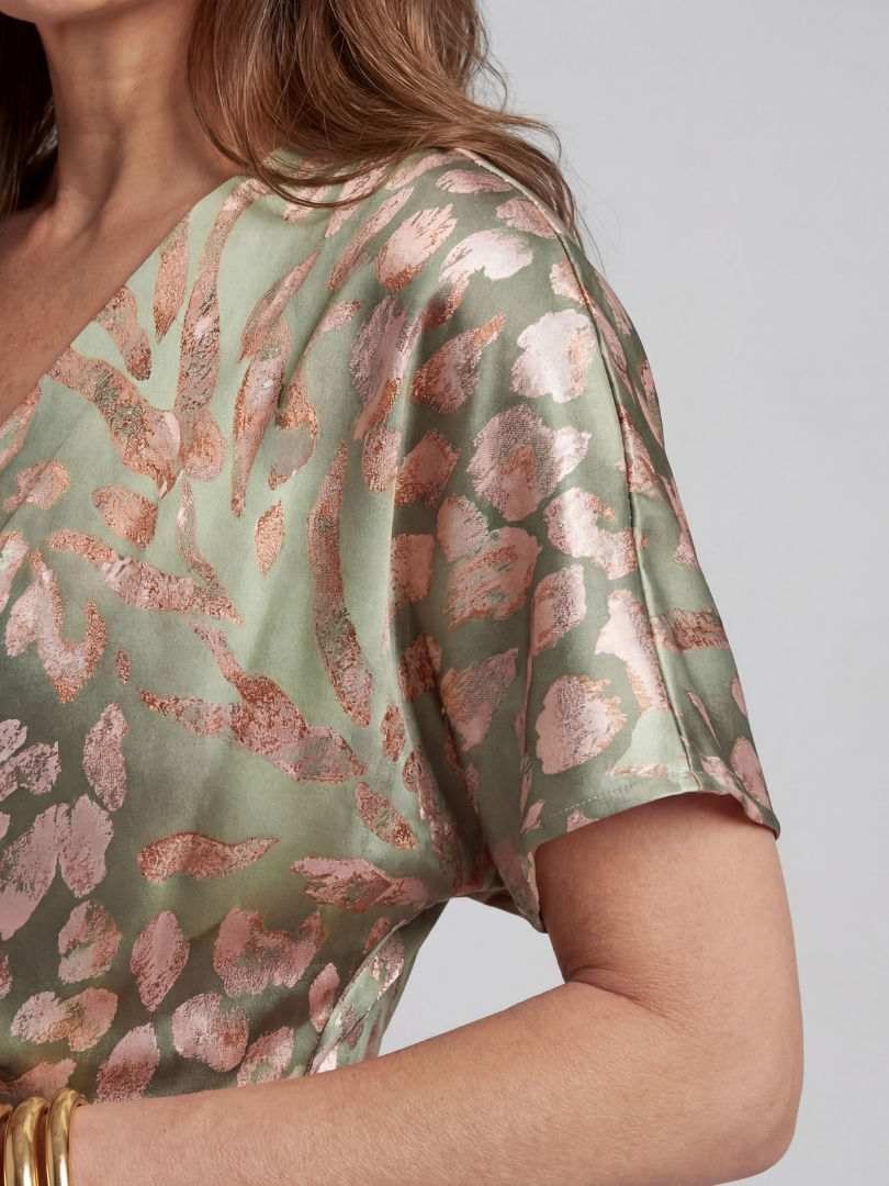 Coralie™ | Tummy-Flattering Abstract Midi Dress
