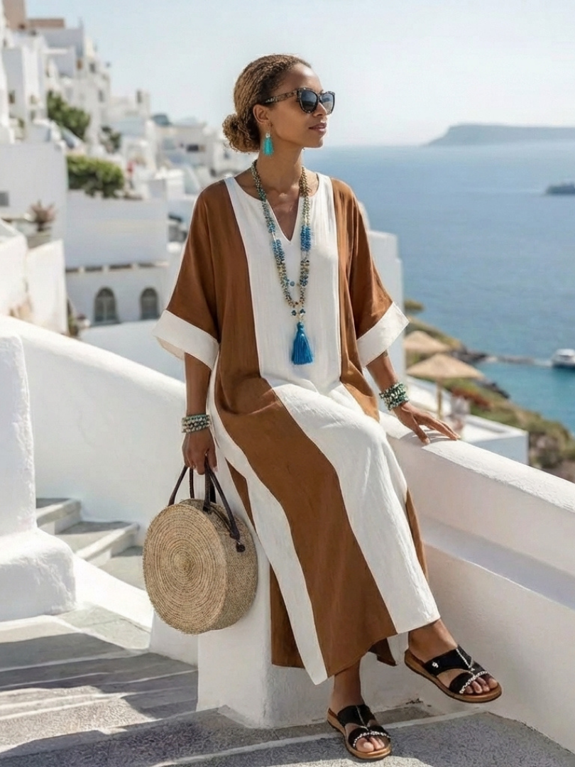Isabella™ | Tummy-Flattering Color Block Maxi Dress