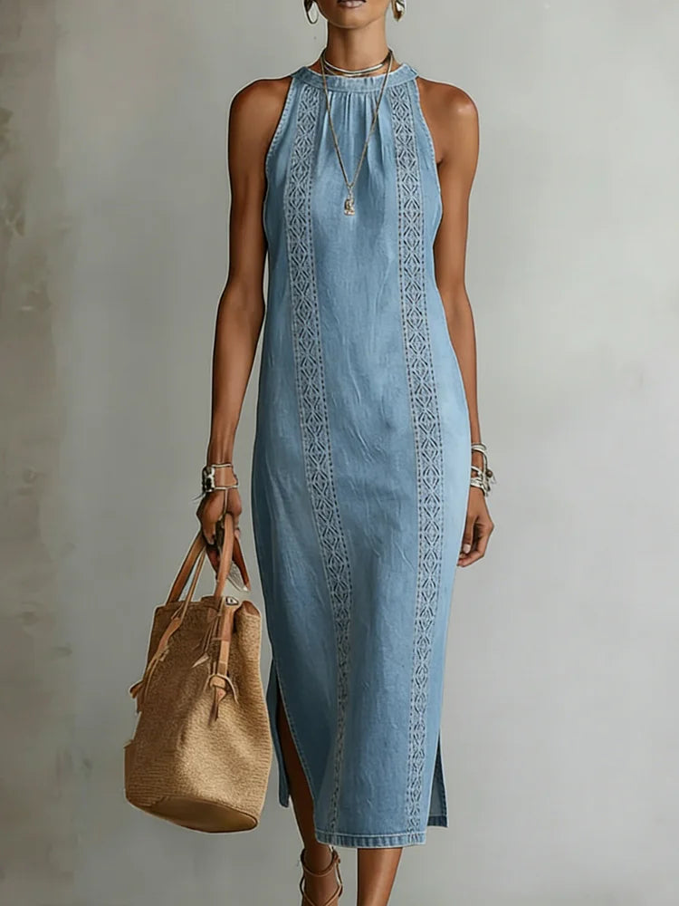 Julia™ | Retro Lace Denim Dress