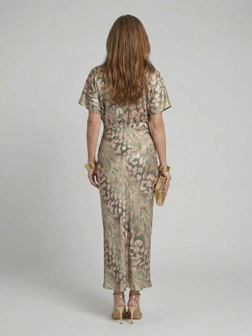 Coralie™ | Tummy-Flattering Abstract Midi Dress