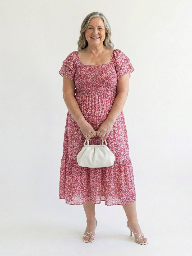 Odette™ | Tummy-Flattering Floral Midi Dress