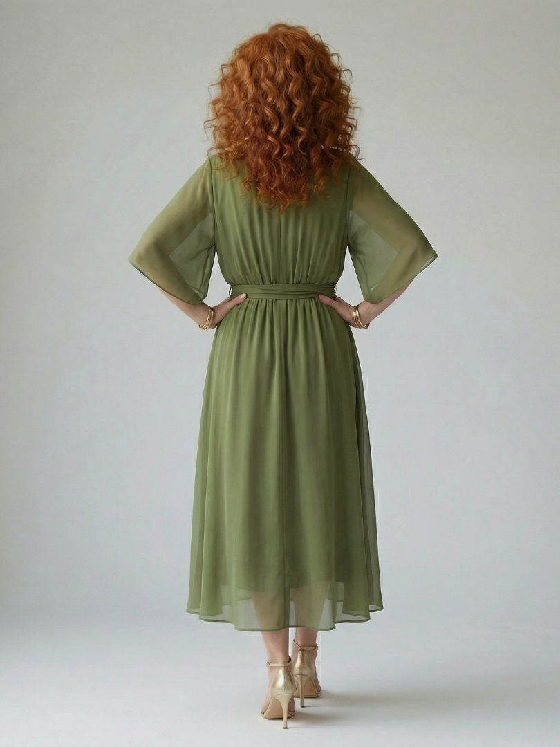Kayla™ | Tummy-Flattering Draped Midi Dress